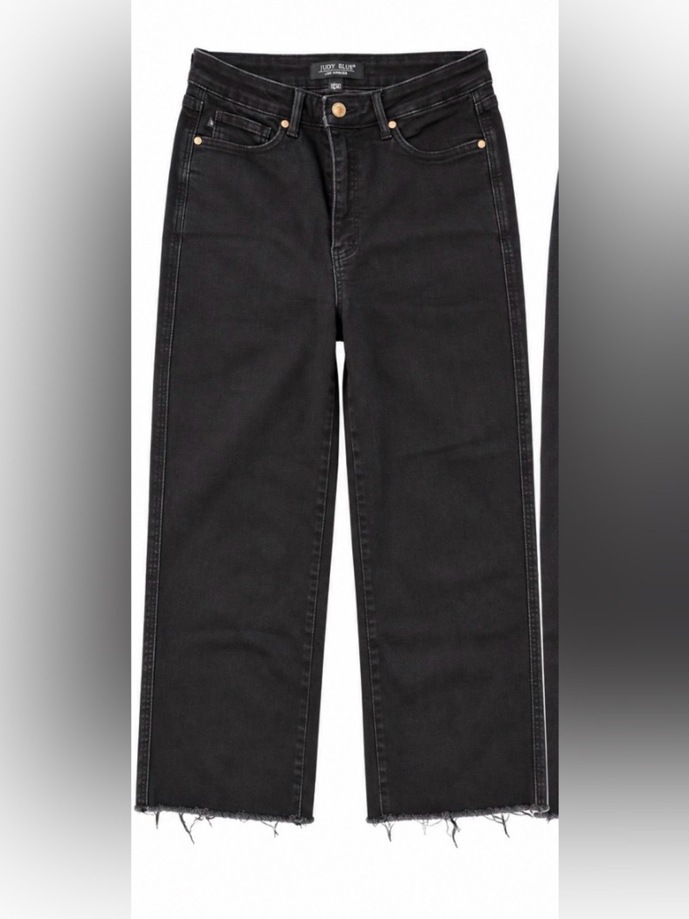 Judy Blue Black High Rise Cropped Wide Leg Raw Hem Jeans 11/30